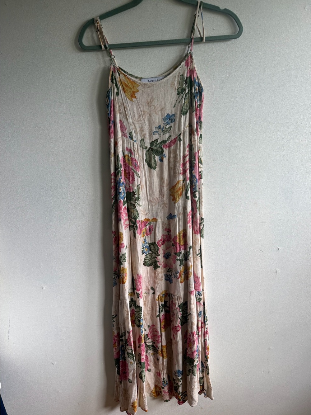 Auguste The Label Cream Floral Slip Dress with Pink, Yellow & Blue Blooms